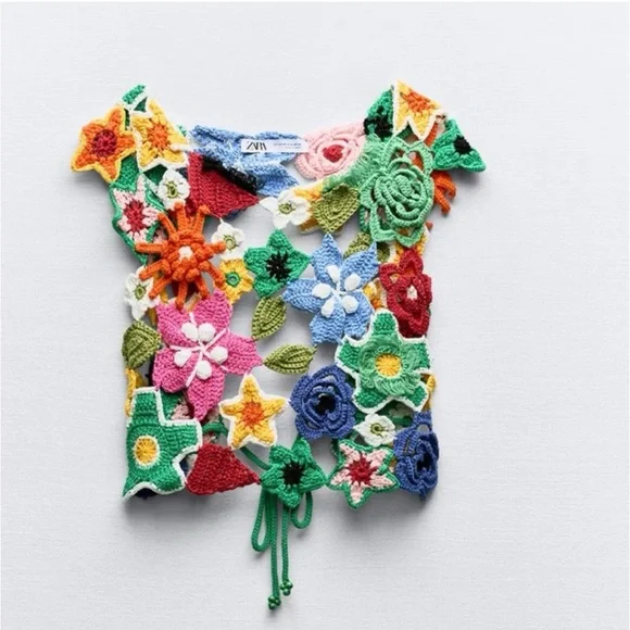 NWT Zara Floral Crochet Crop Top - Picture 7 of 16